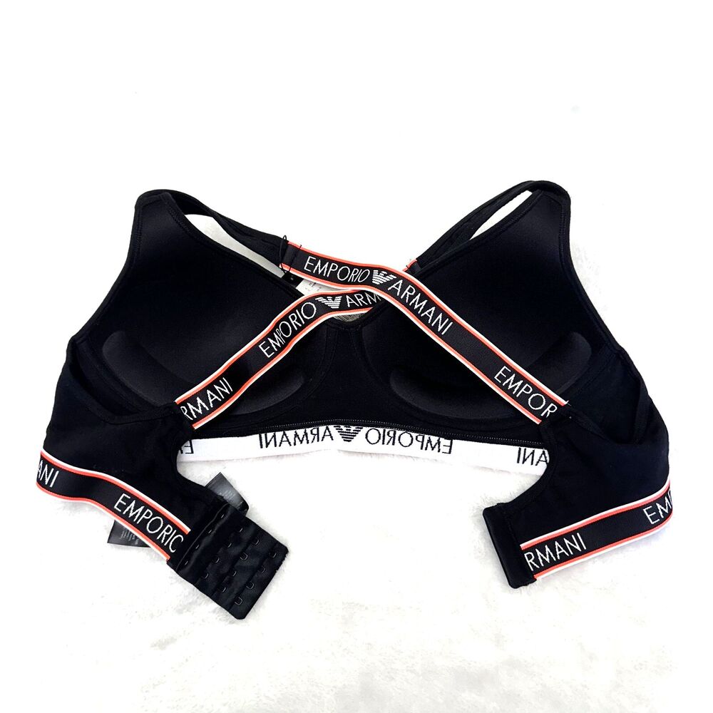 Emporio Armani Women's Iconicic Logoband Cotton Blend Black Bralette Bra SZ XL - Picture 9 of 10